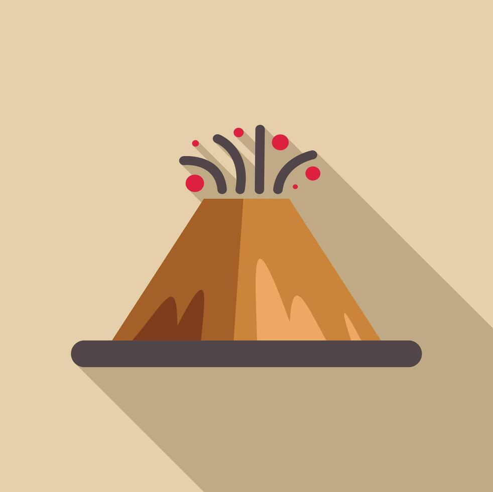 Volcano erupting with ash and lava in flat design style vector