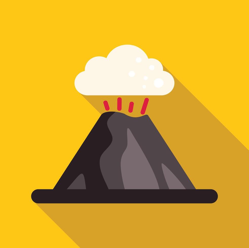 Volcano erupting with ash cloud on yellow background vector