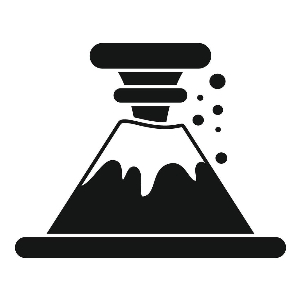 Volcano erupting with ash cloud and lava flowing downhill vector