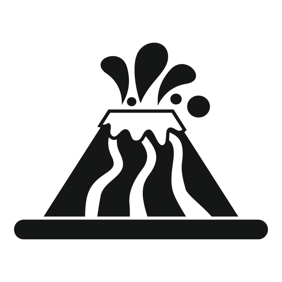 Volcano erupting with lava flowing down its sides icon vector