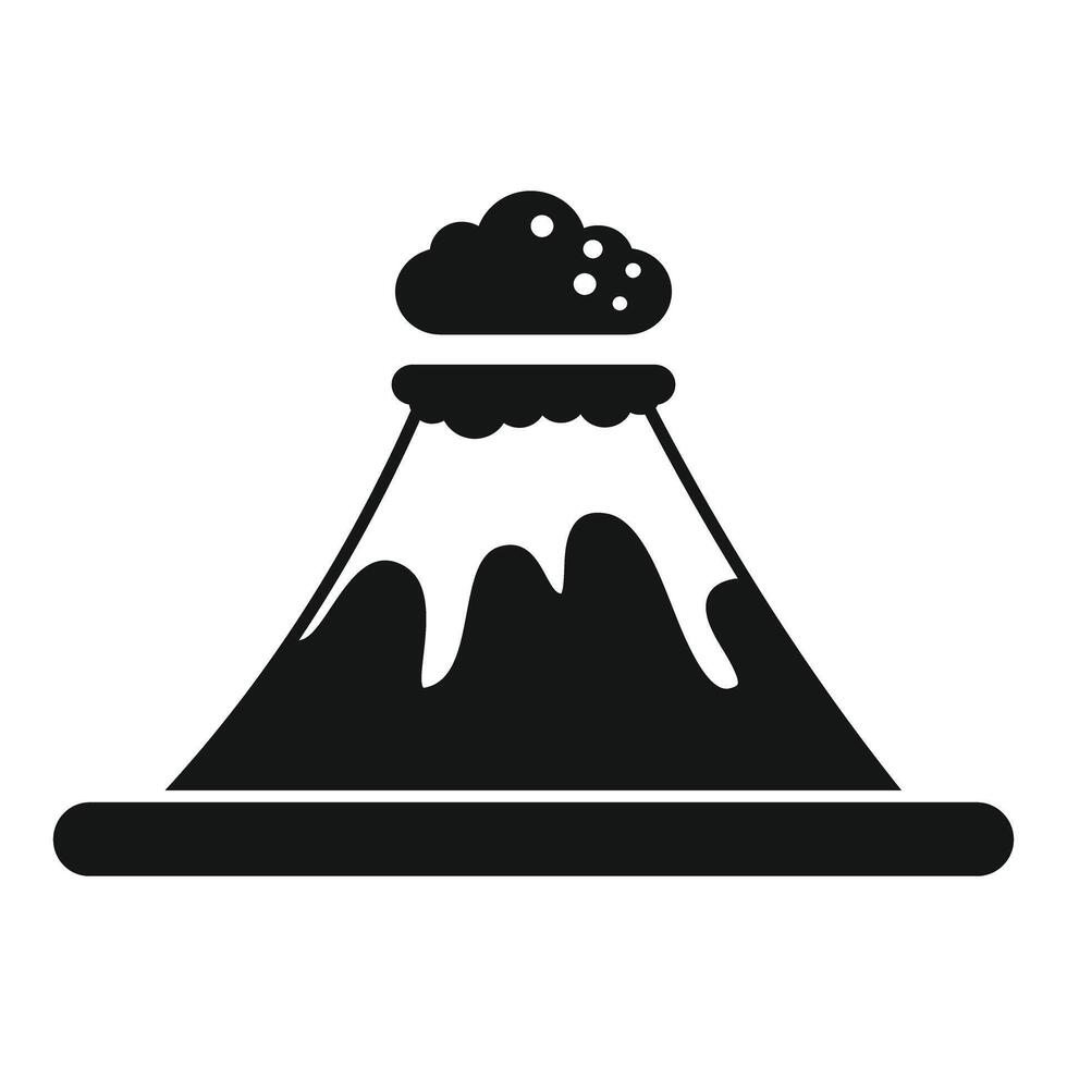 Black volcano erupting with smoke cloud simple icon vector
