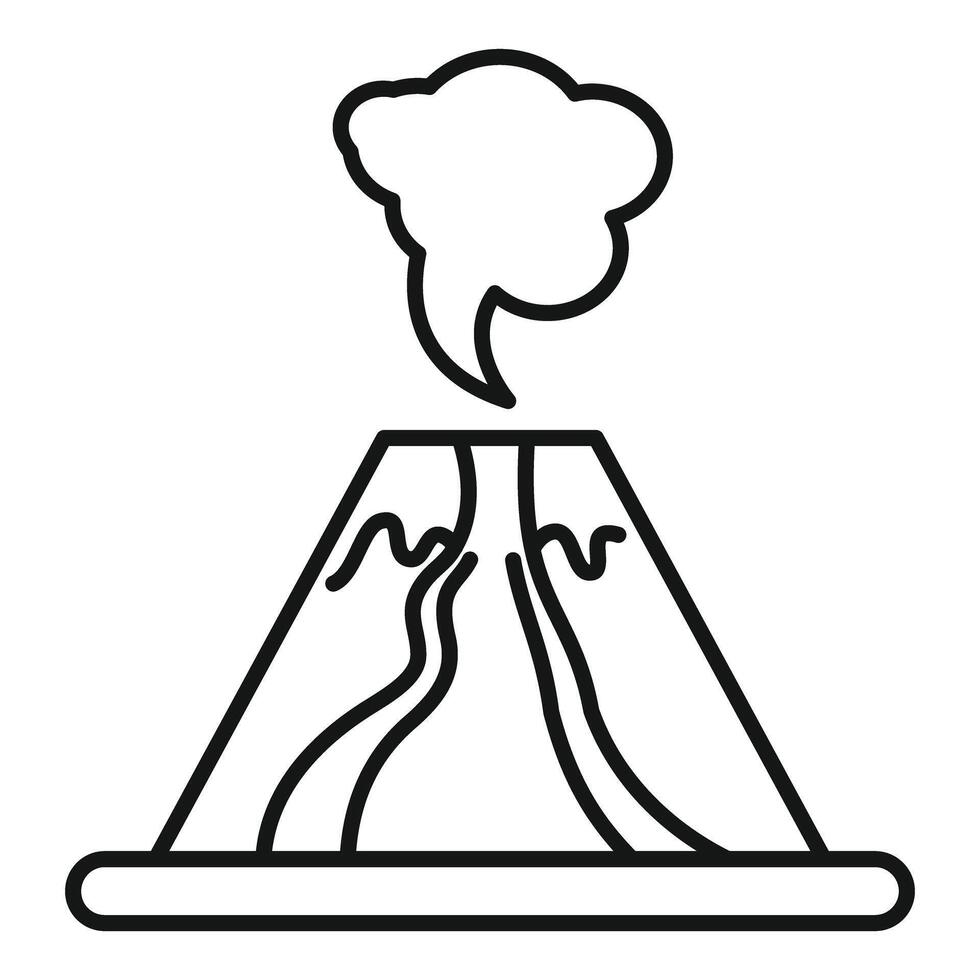Volcano erupting with lava flowing down sides line art drawing vector