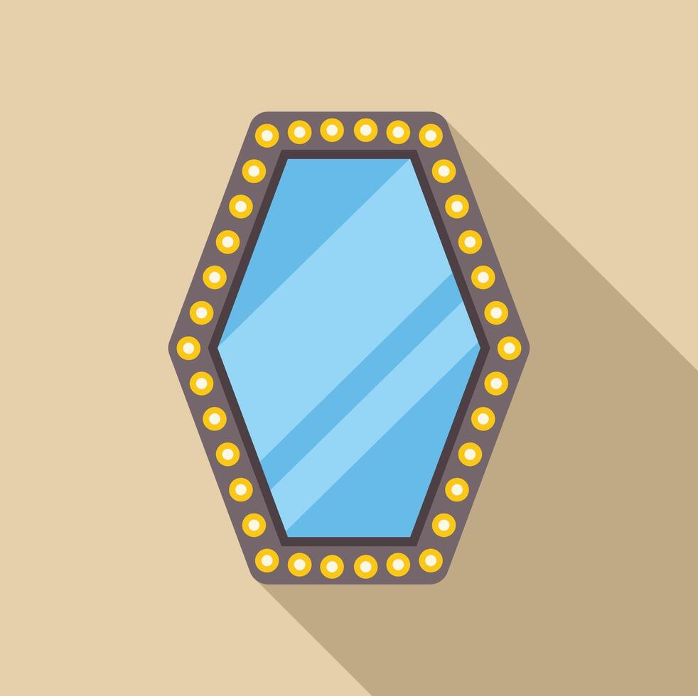 Hexagon mirror with light bulbs for makeup artists reflecting light vector