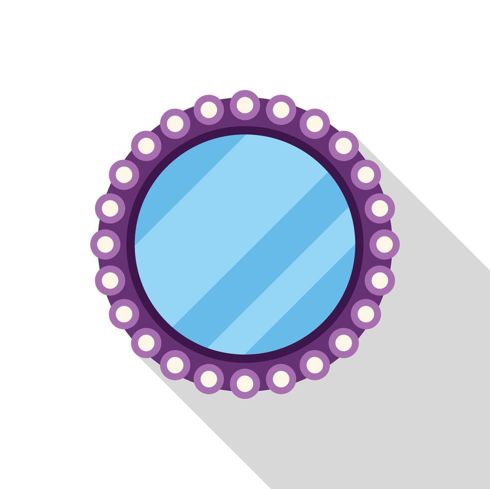 Round wall mirror with light bulbs for applying makeup vector