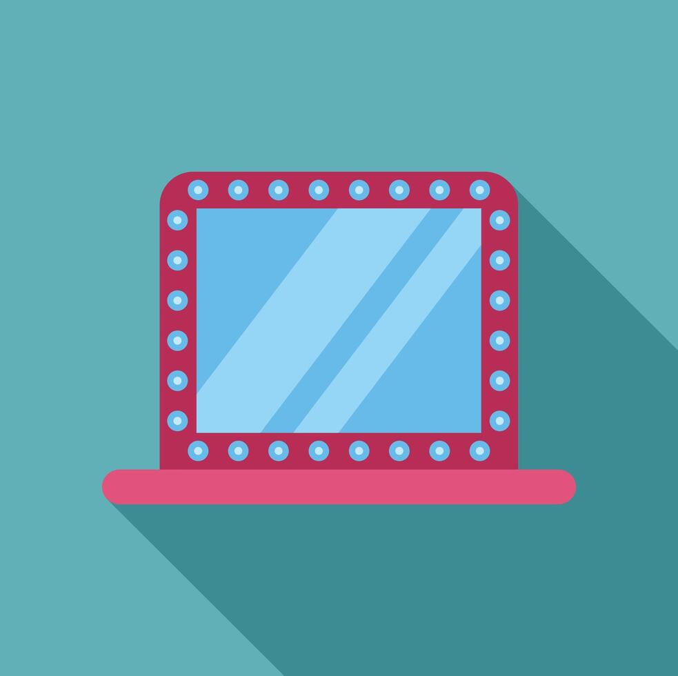 Square makeup mirror with light bulbs for makeup artist or blogger vector