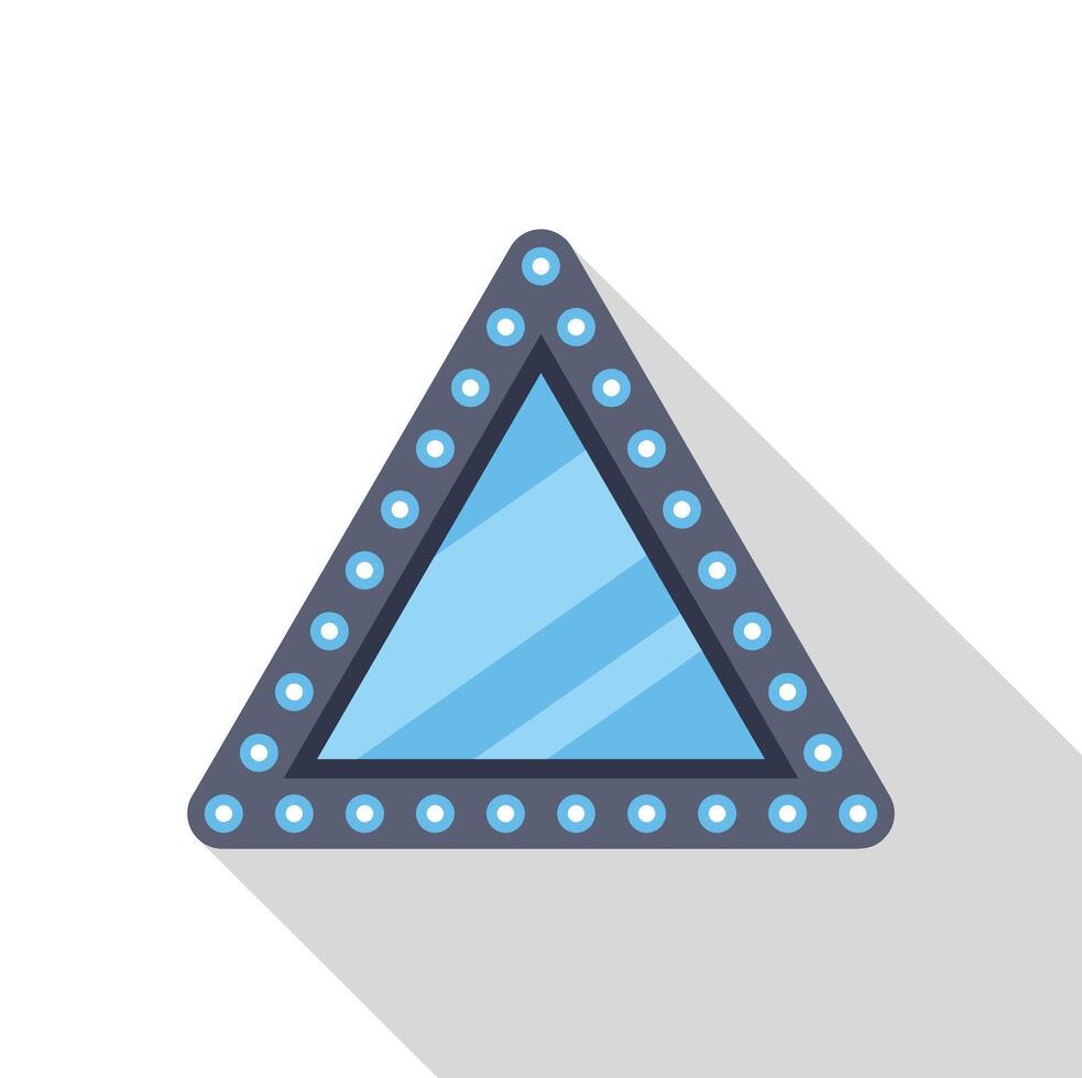 Triangle window with blue glass and round lamps is shining on white background vector
