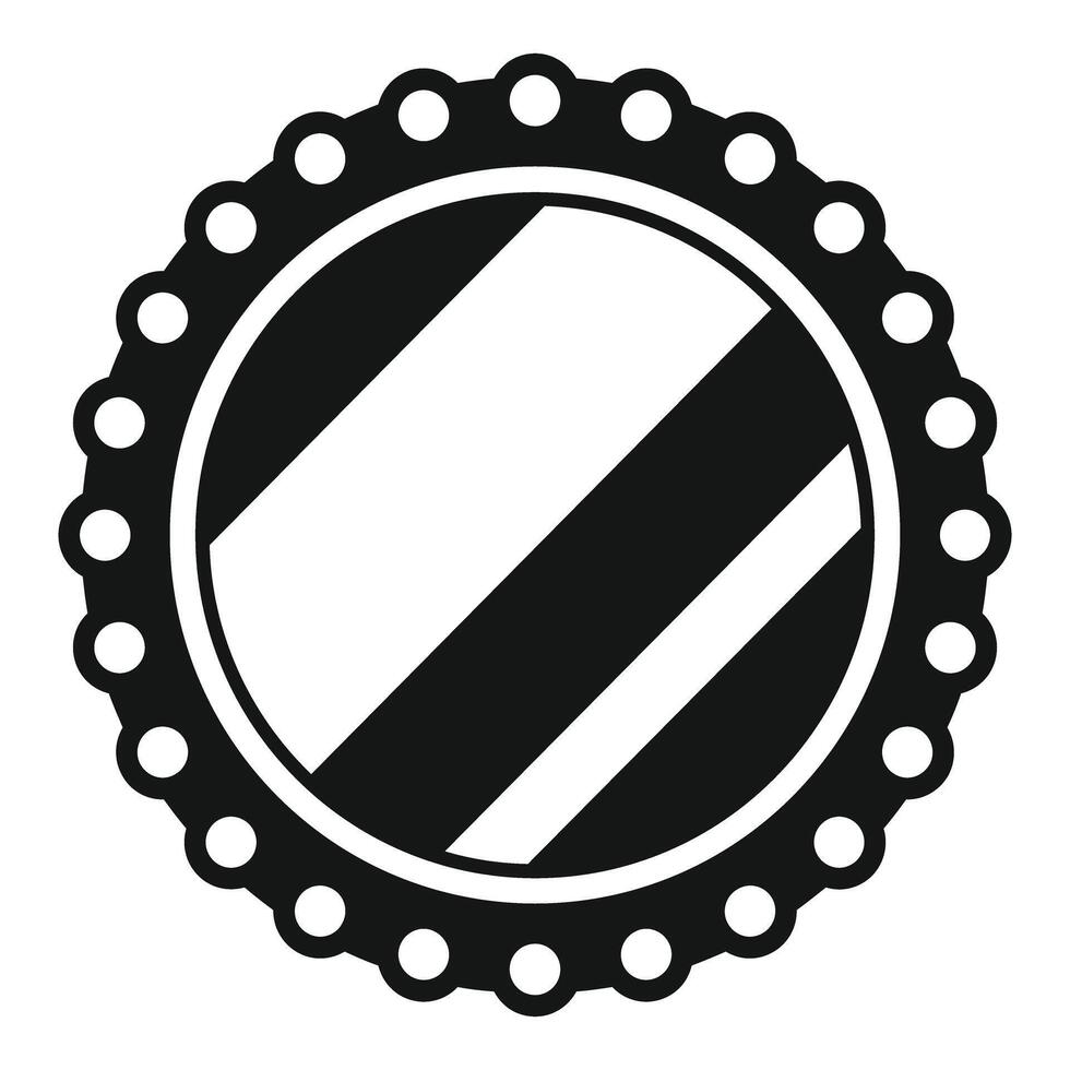 Round mirror with balls reflecting three black stripes icon simple style vector