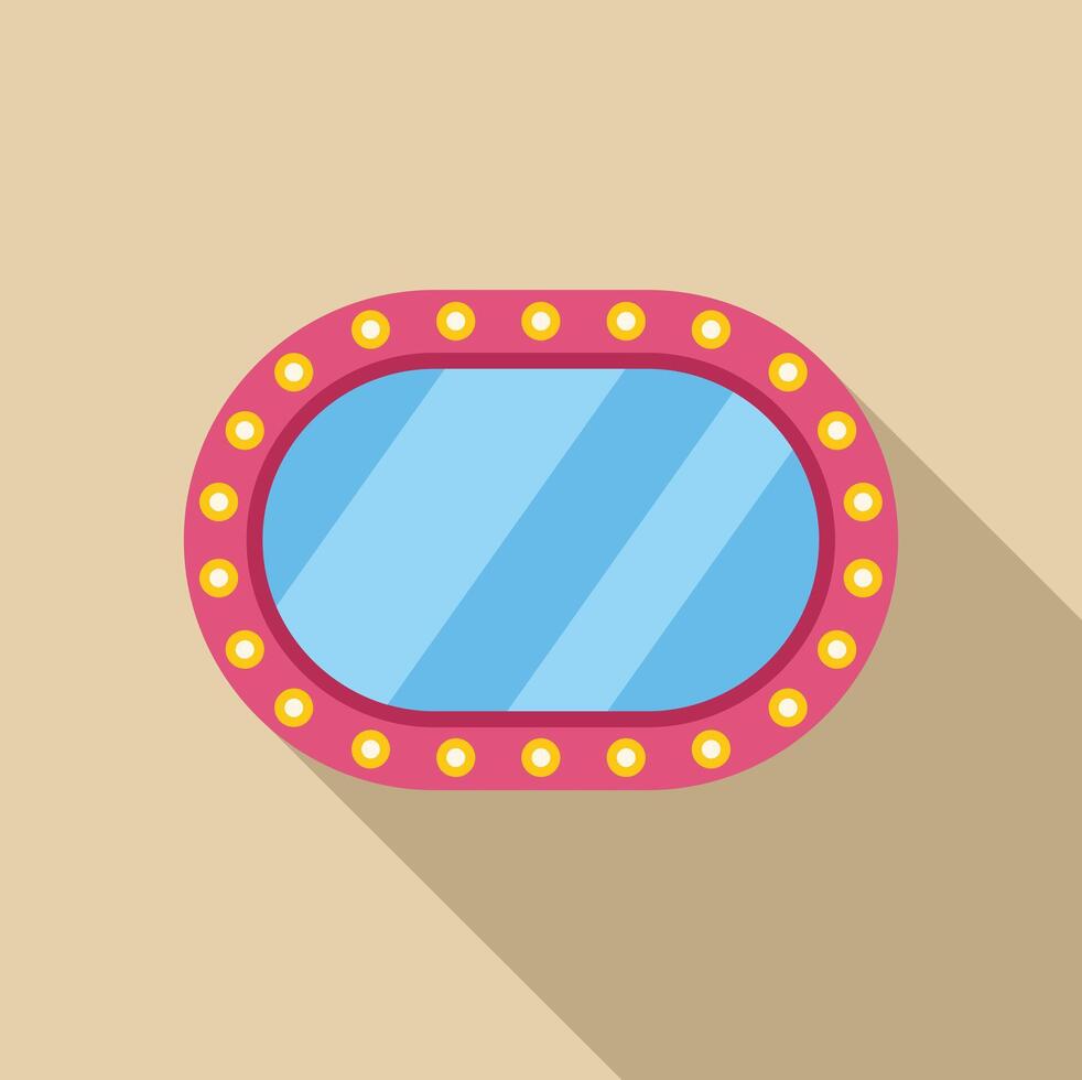Oval dressing room mirror with light bulbs is reflecting light vector