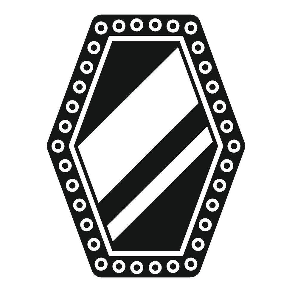 Hexagon mirror with circle frame reflecting light icon vector