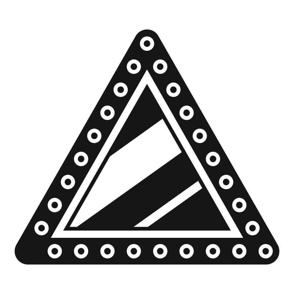 Striped triangle road sign indicating dangerous curve ahead vector