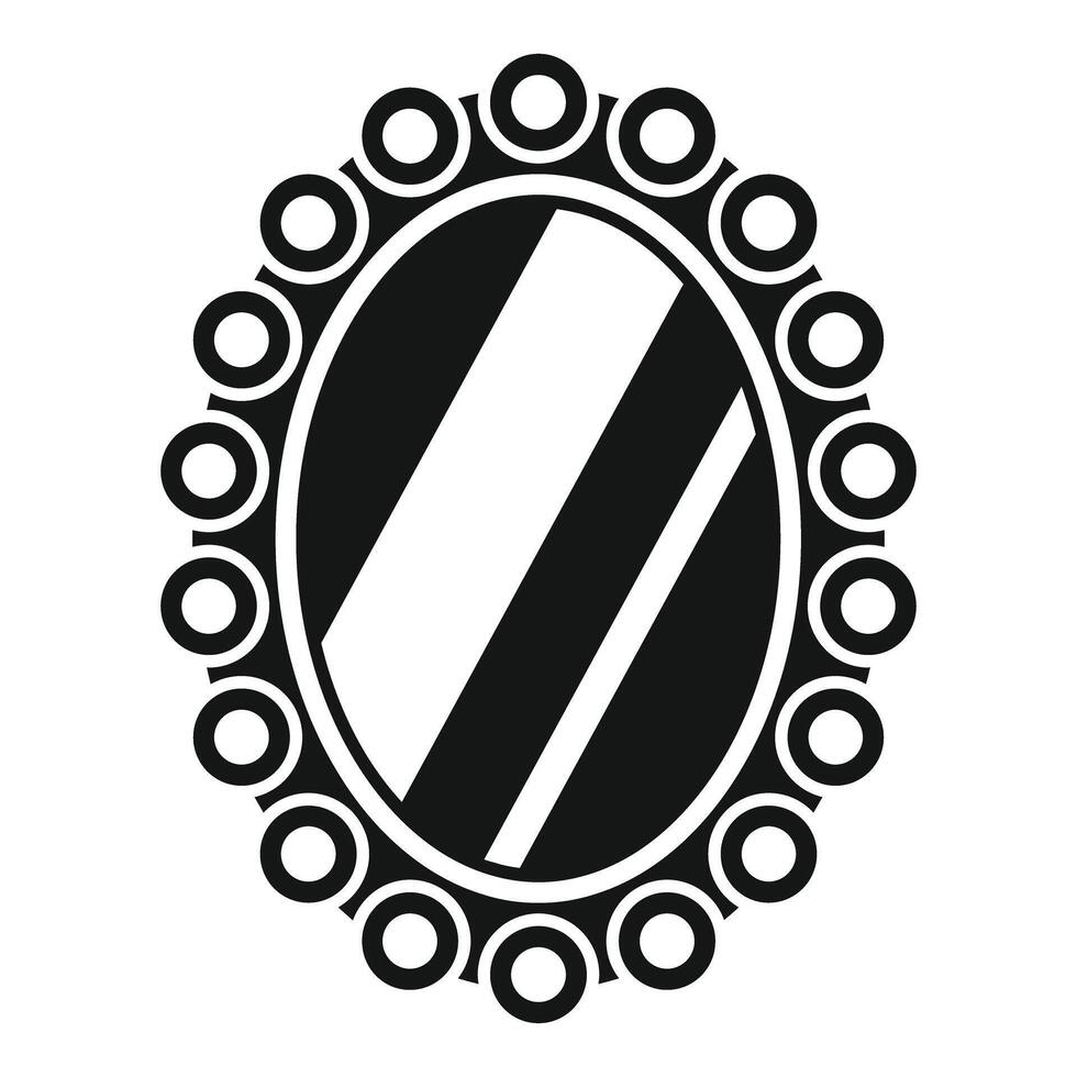Oval mirror with round frame reflecting light icon simple style vector