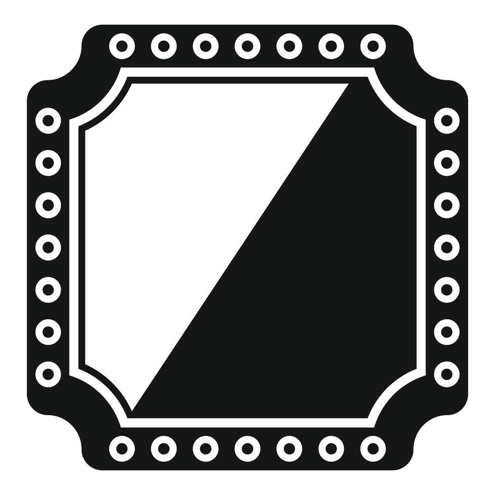 Black and white square frame with rounded corners and circle decoration showing diagonal division vector