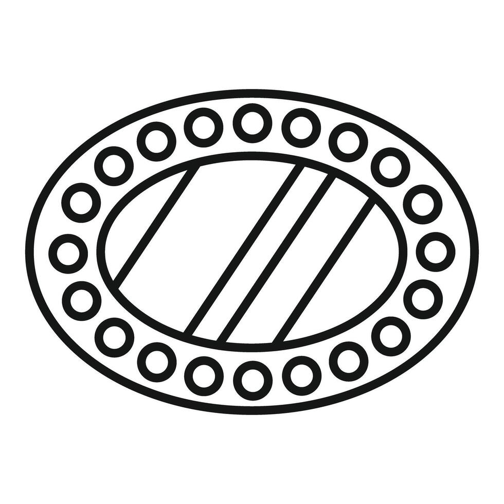 Oval jewelry pendant with round gemstones embracing the center stone line art drawing vector