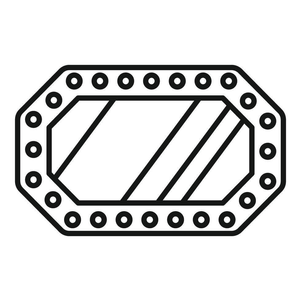Octagon mirror with light bulbs shining brightly outline vector