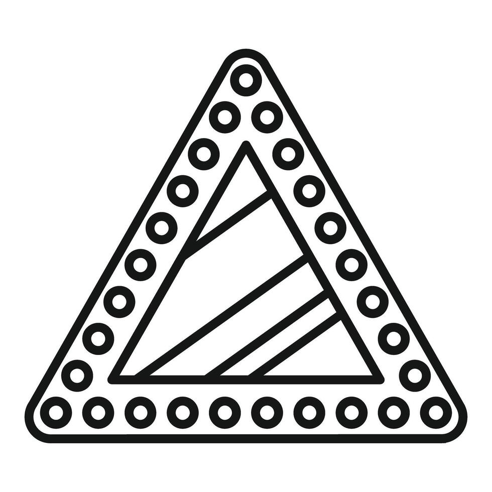 Warning triangle sign with reflectors drawing vector