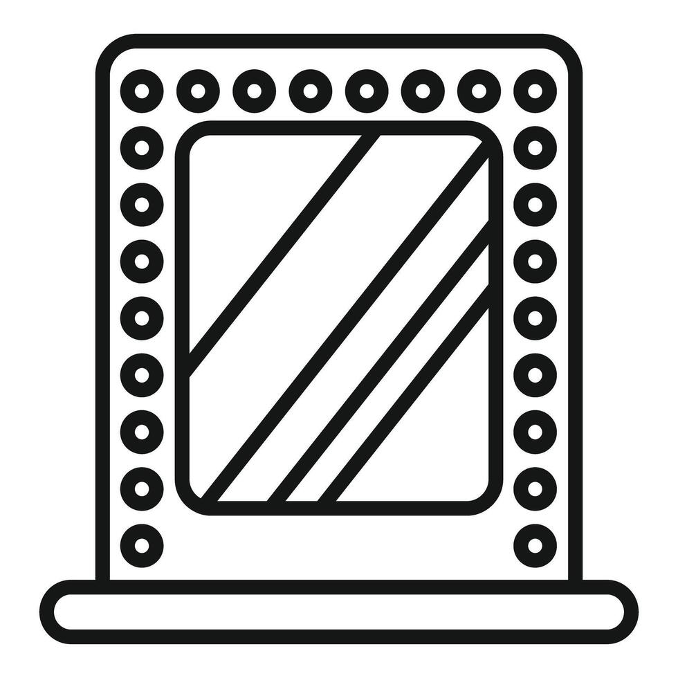 Makeup mirror with round light bulbs standing on vanity vector