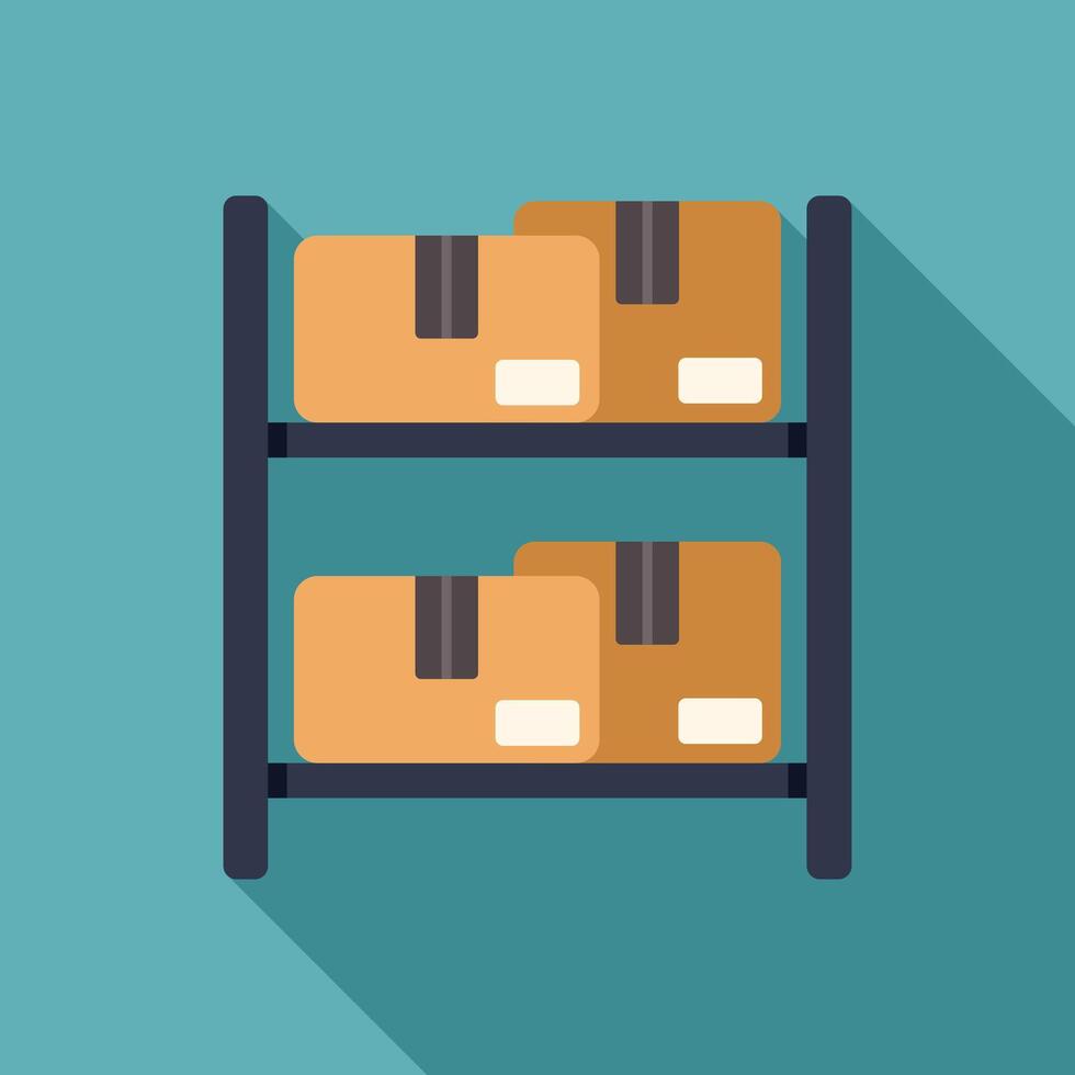 Warehouse storage room with cardboard boxes on shelves vector