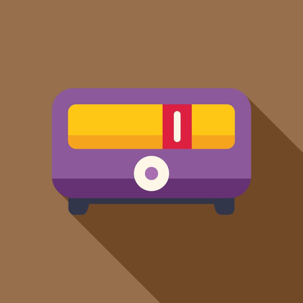 Purple toaster oven with long shadow on brown background vector