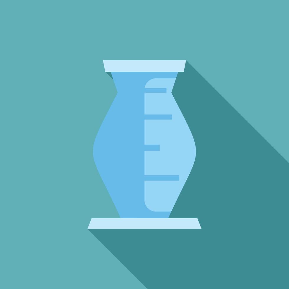 Blue measuring cup standing on table with long shadow vector