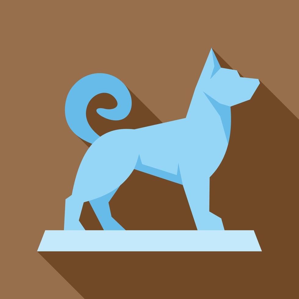 Blue dog statue standing on pedestal with long shadow vector