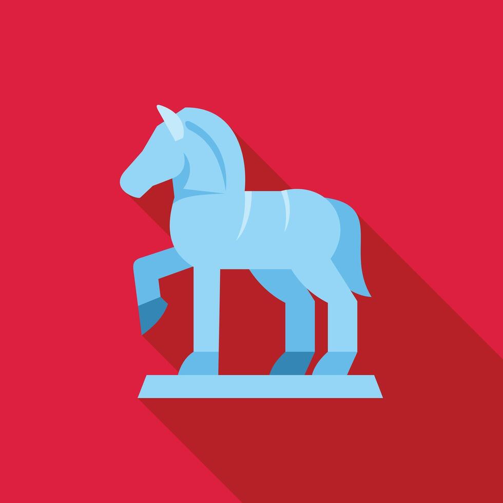 Blue horse statue standing on a red background vector