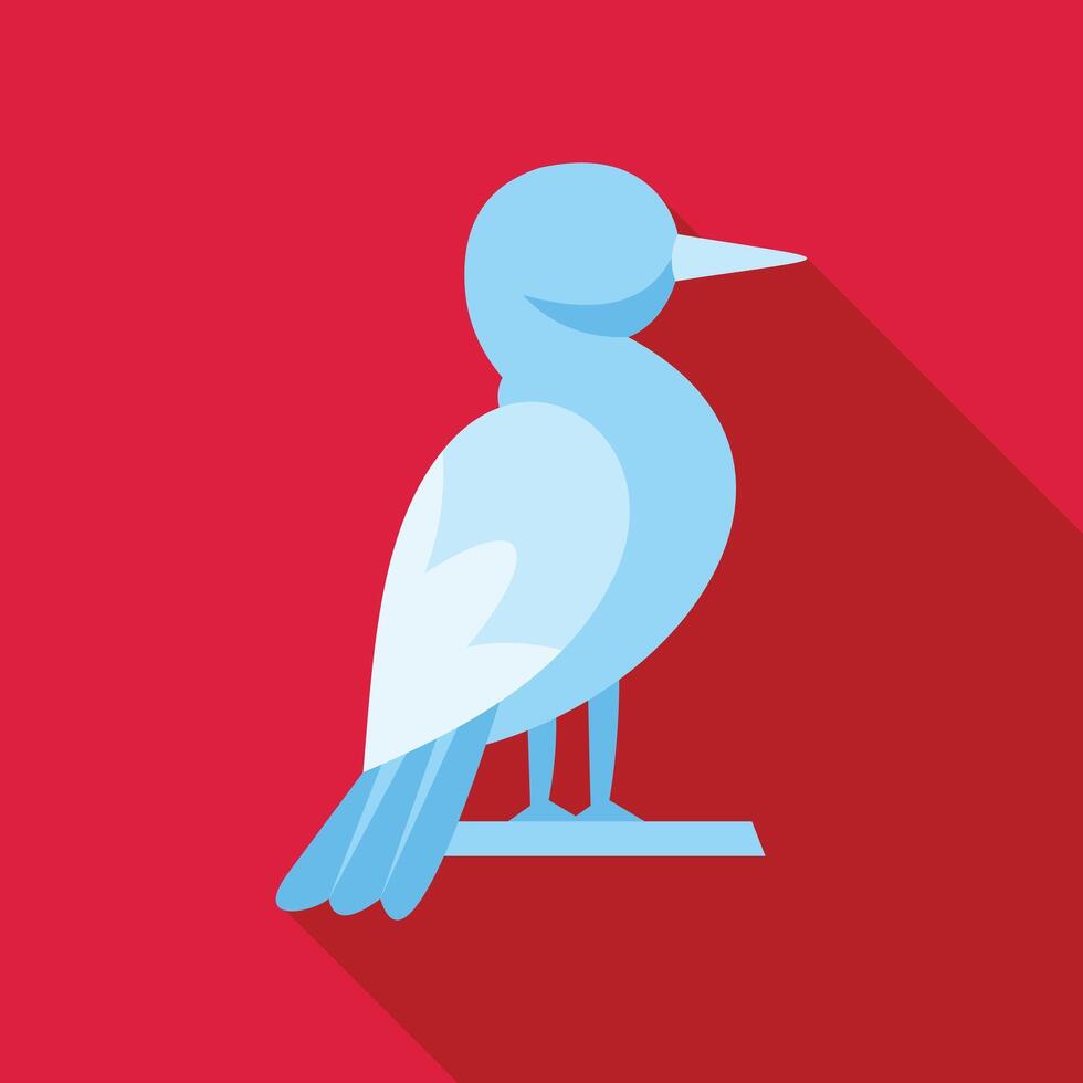 White bird standing on a branch minimalist vector illustration