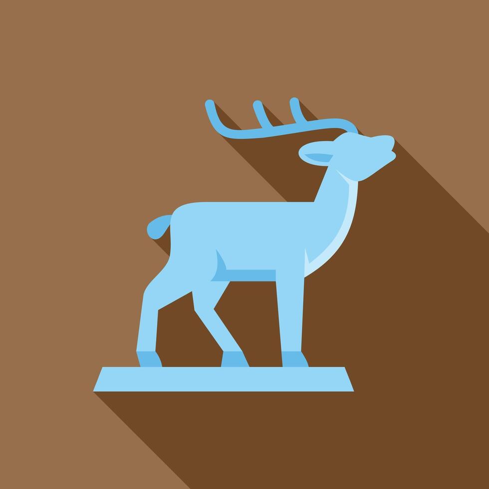 Blue deer statue standing on a pedestal raising its head vector