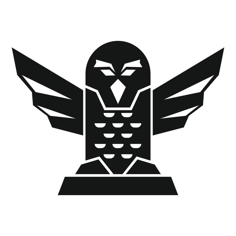 Black stylized falcon statue spreading its wings vector
