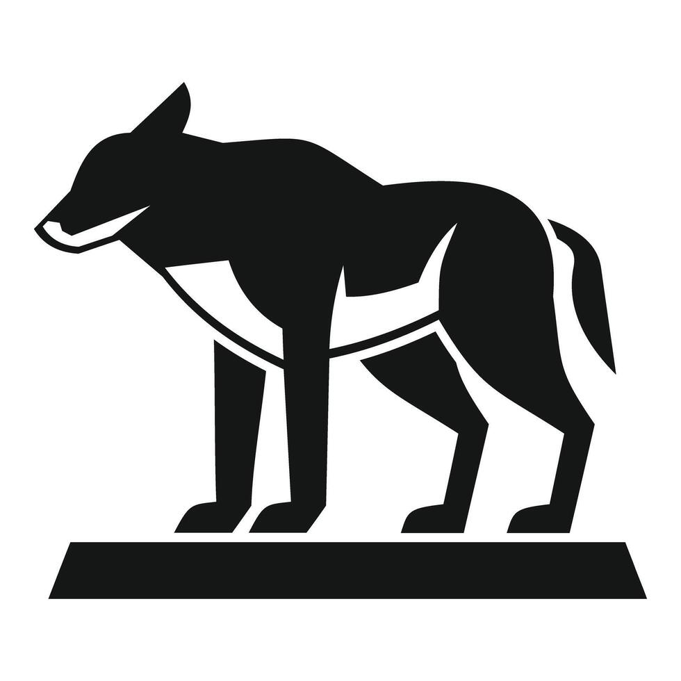 Black silhouette of standing wild dog on pedestal side view vector