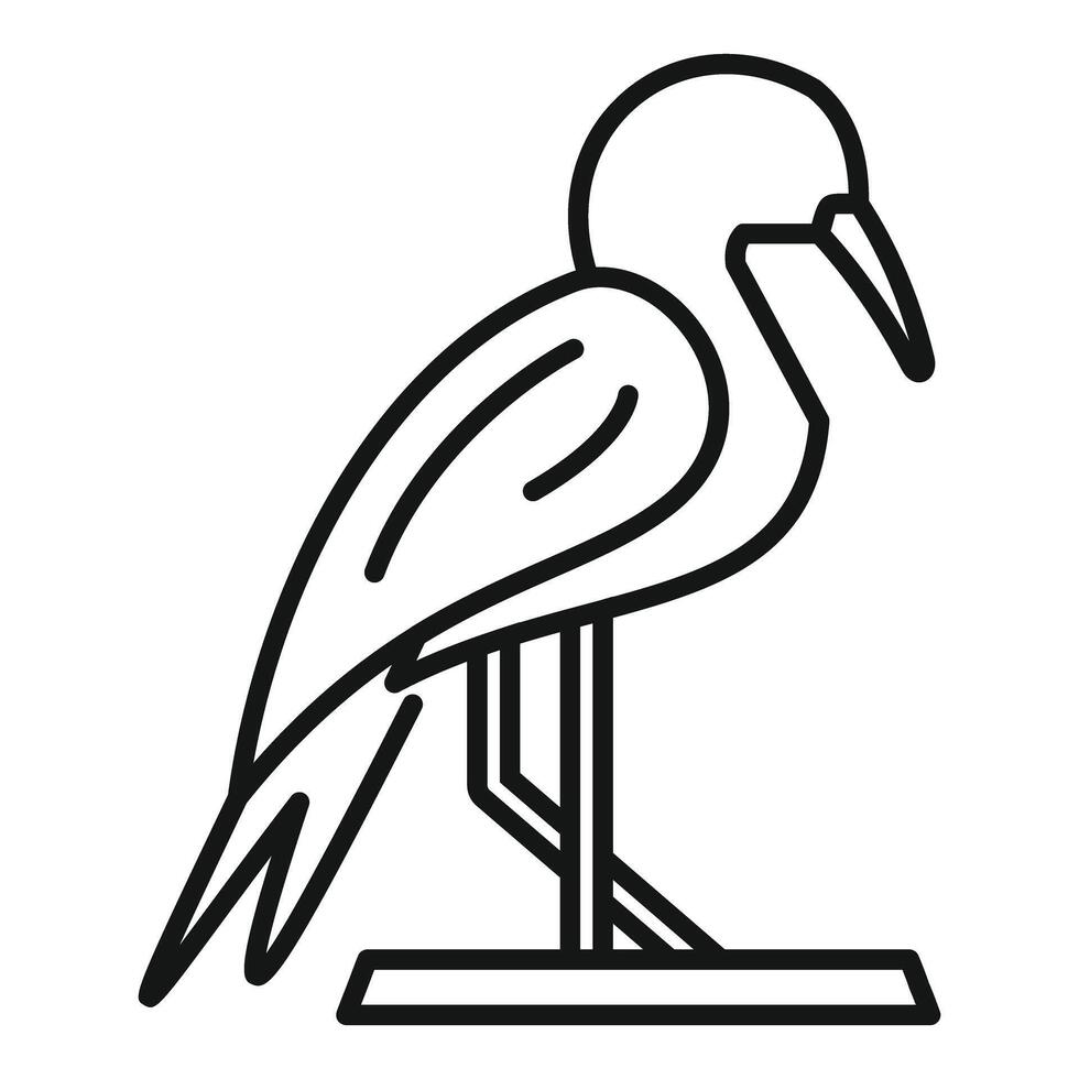 Heron standing on a pedestal logo lineart style icon vector