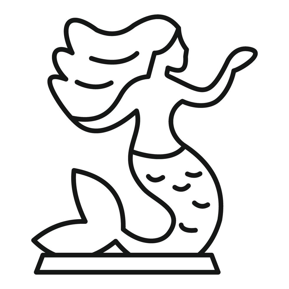 Beautiful mermaid posing on a pedestal line icon vector