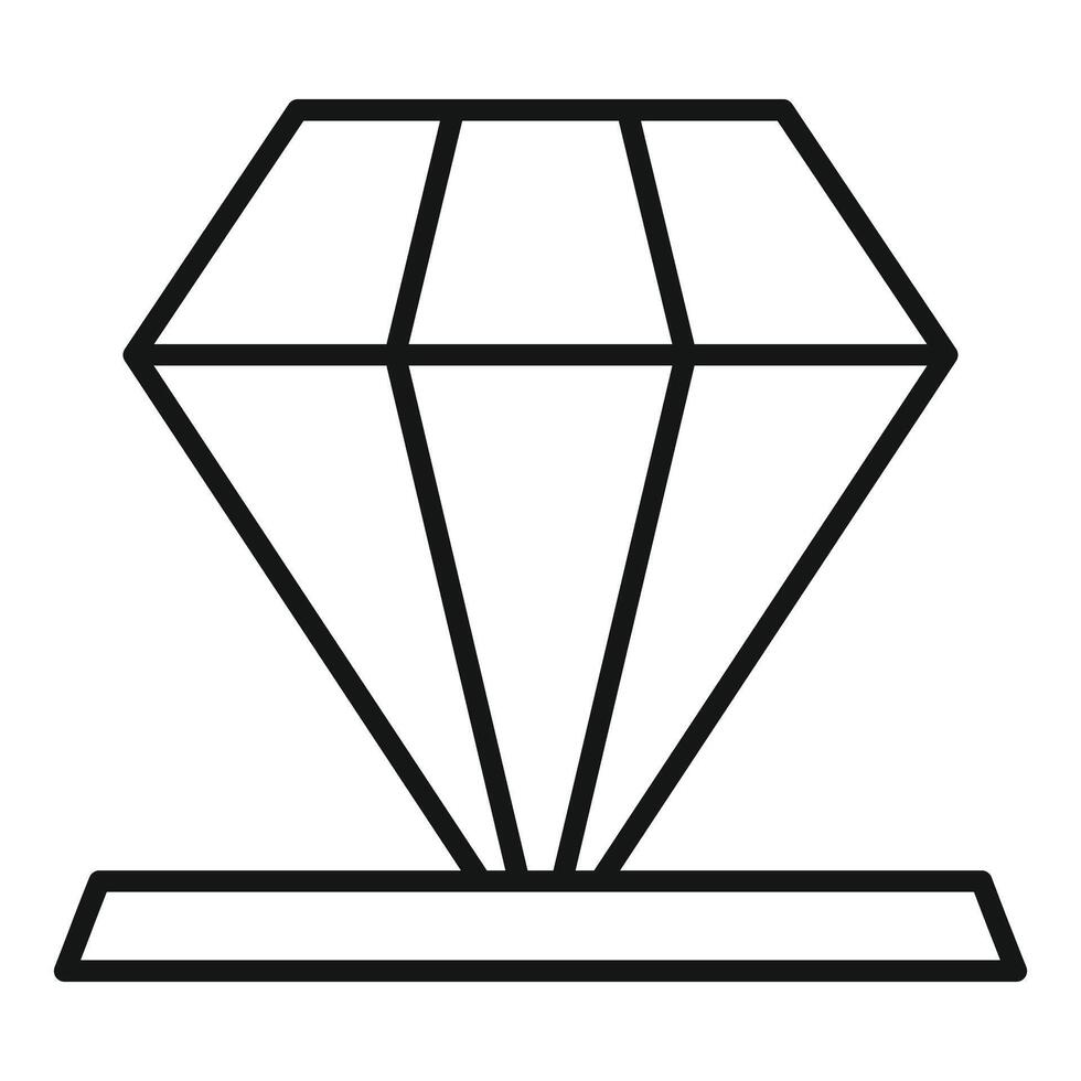 Line icon style illustration of a diamond resting on a surface vector