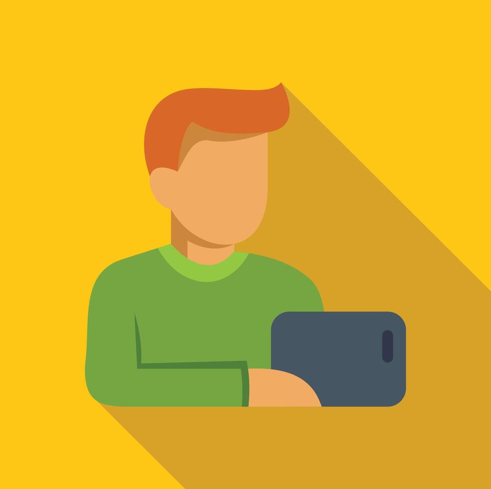 Man holding smartphone using mobile app flat design illustration vector
