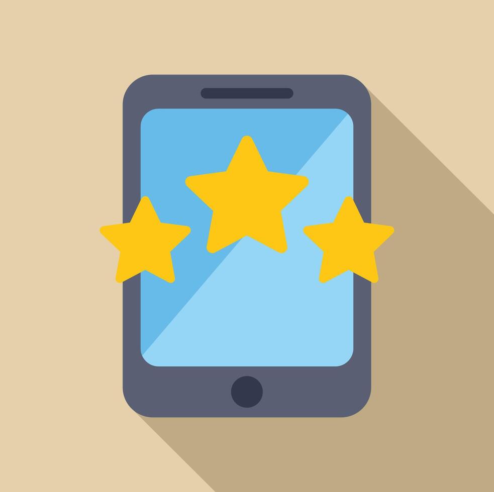 Smartphone showing three stars rating for online feedback vector