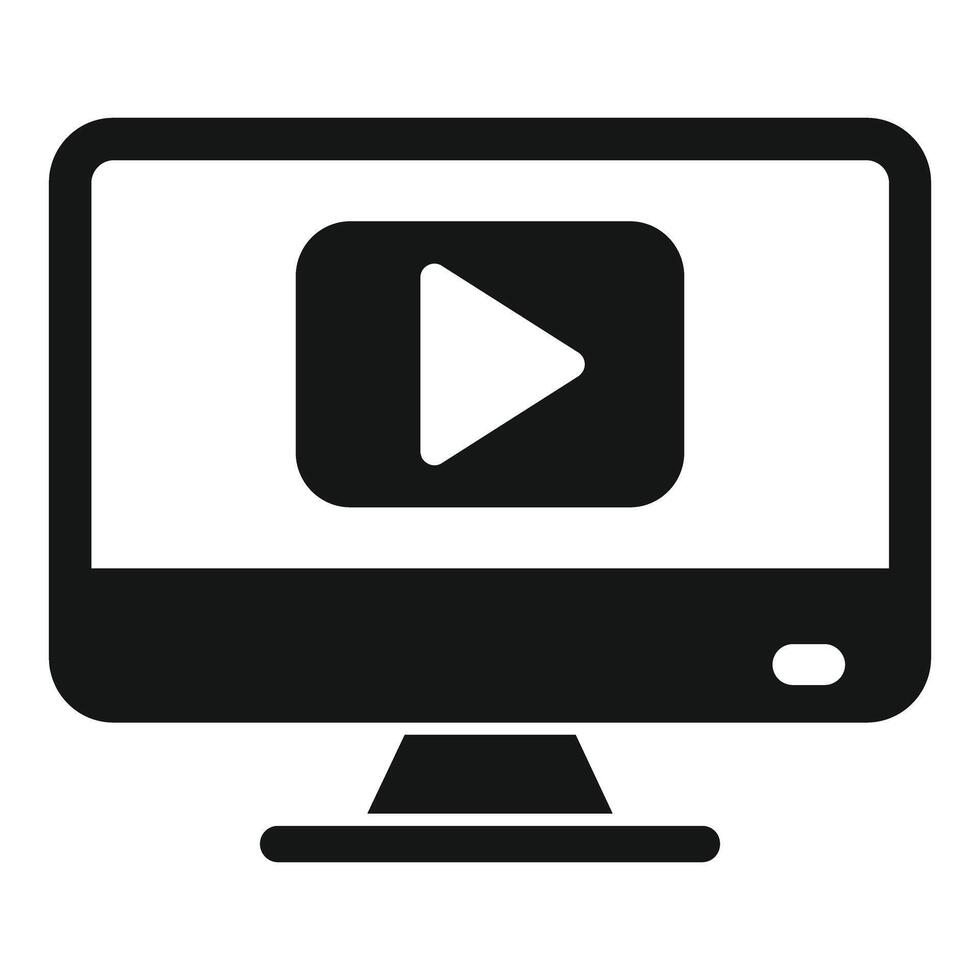 Computer monitor displaying video player icon vector
