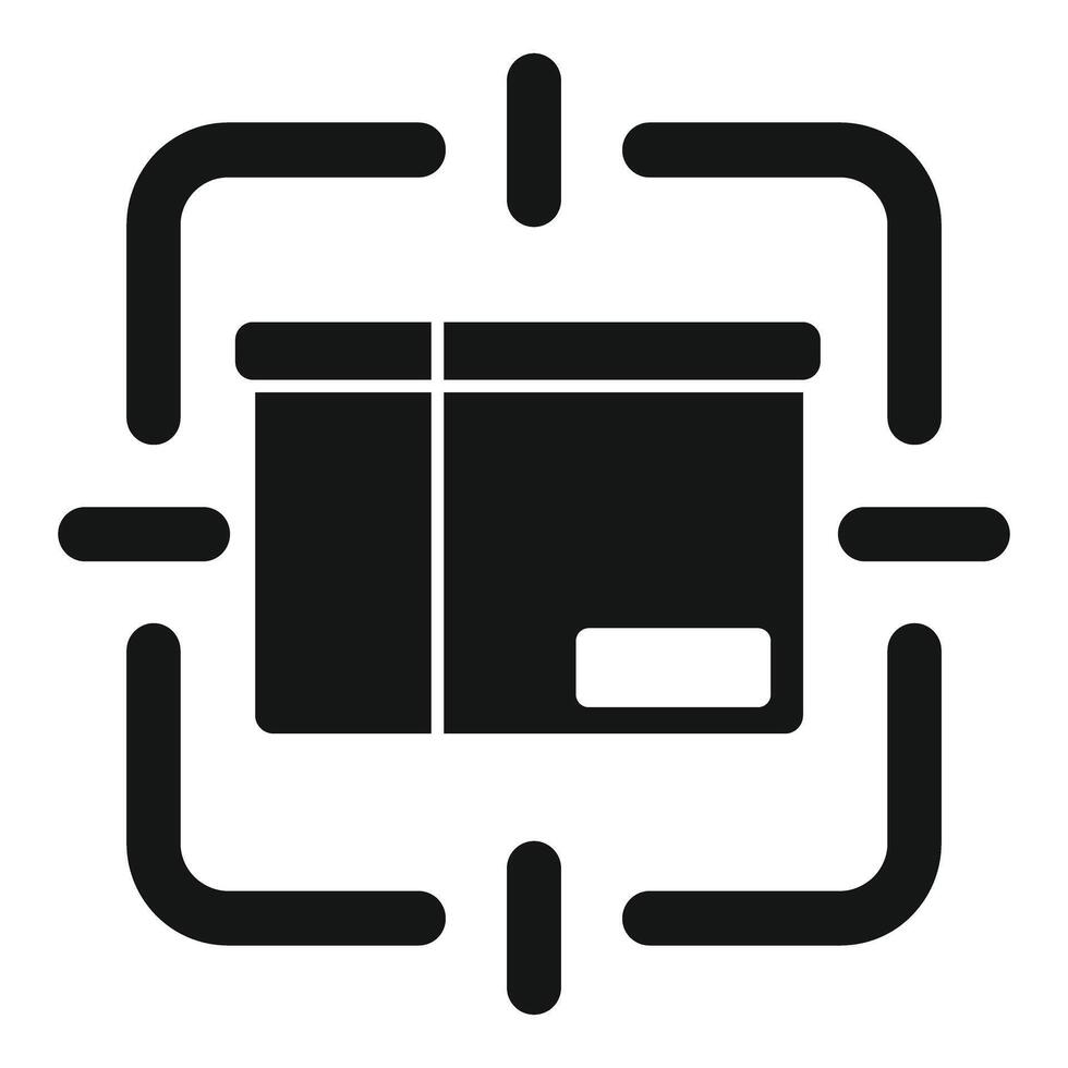 Focus target delivery box icon, simple style vector