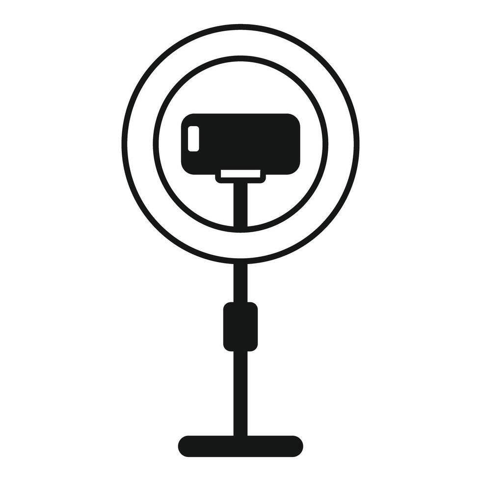 Smartphone on tripod with ring light for streaming vector