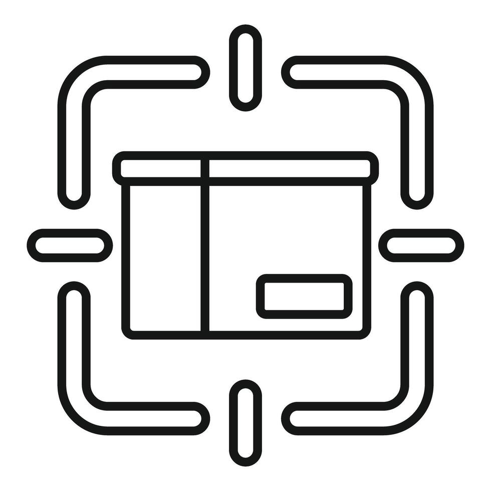 Tracking system detecting parcel during delivery process icon vector