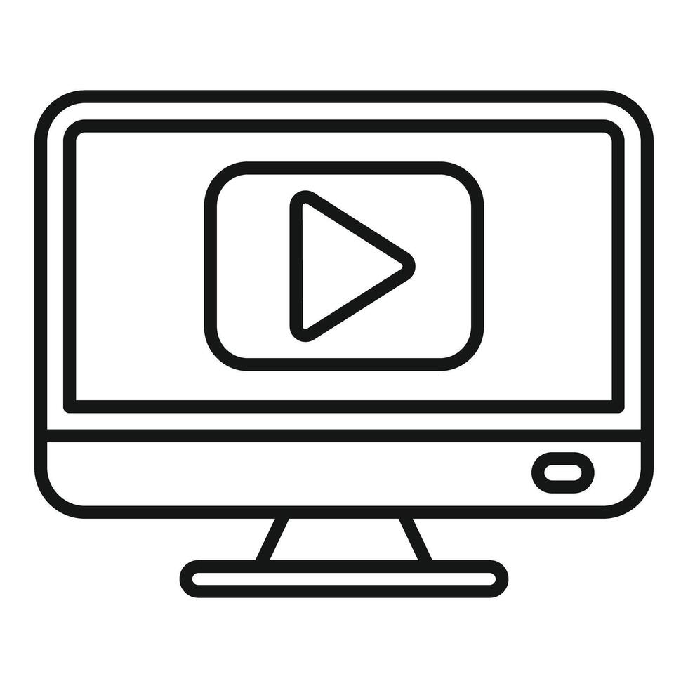 Desktop computer displaying video streaming platform interface vector