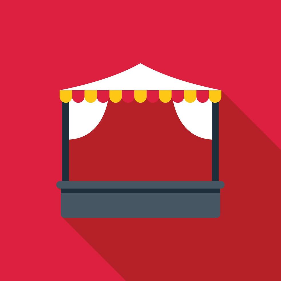 Street food stall with awning waiting for customers on red background vector