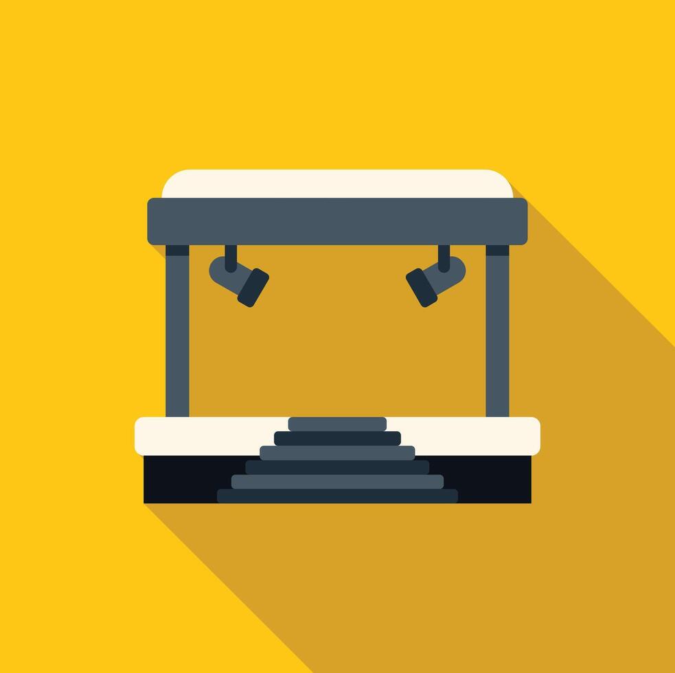 Empty podium with spotlights illuminating stage in flat design vector