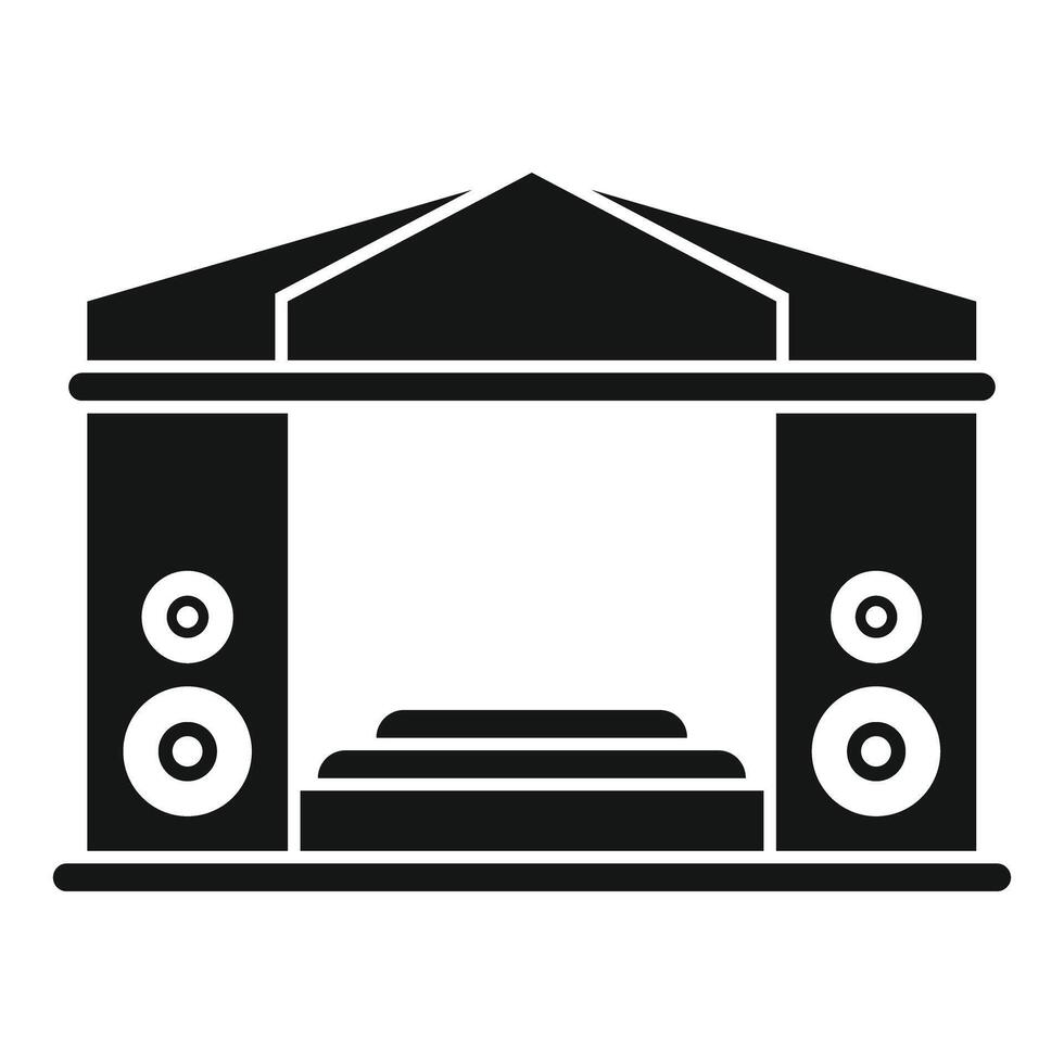 Open air stage with powerful audio system for live music performances vector