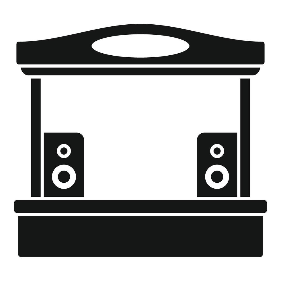 Promotion stand with speakers for business advertising campaign icon vector
