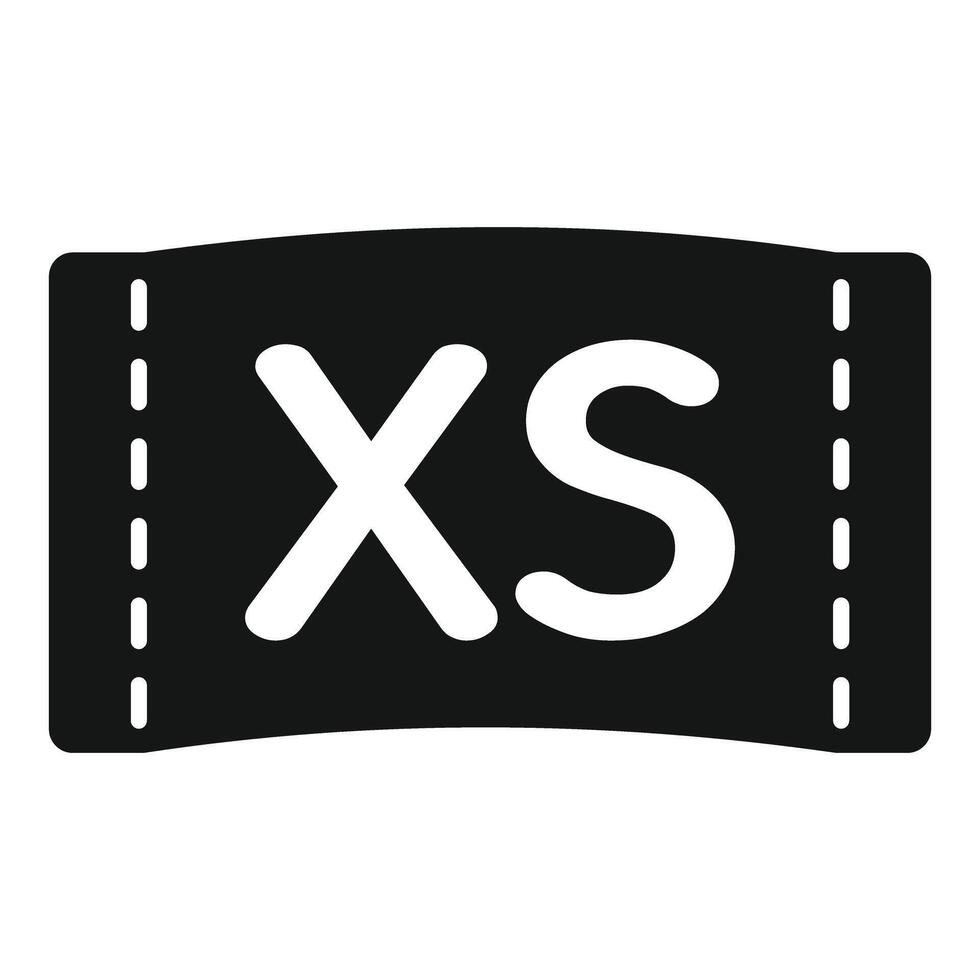 Black clothing label with xs size sign showing vector