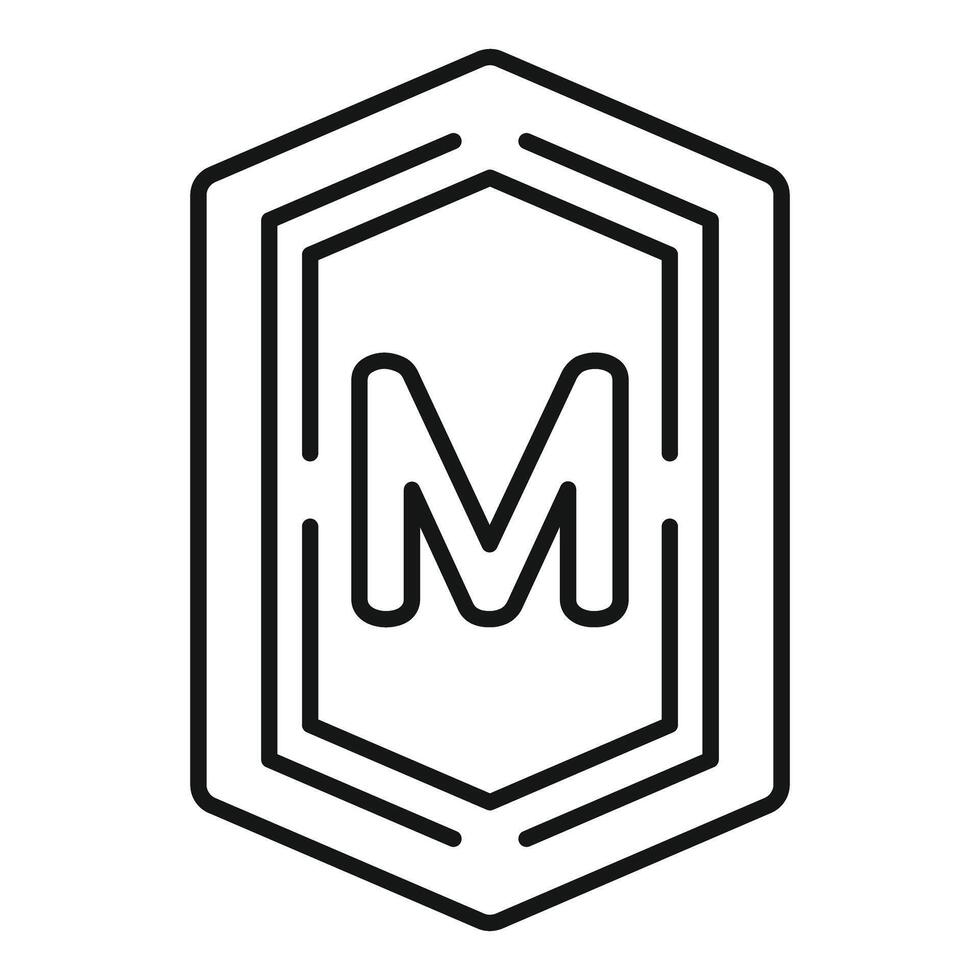 Linear hexagon logo showing letter m vector
