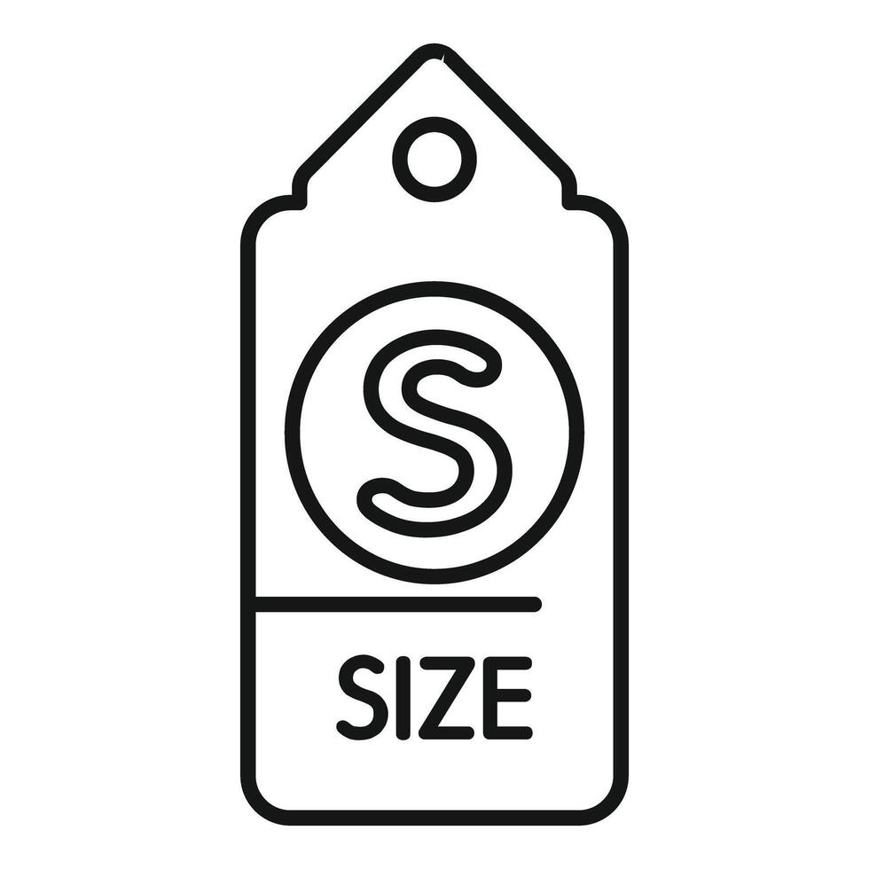 Clothes tag icon showing size s with circle outline vector
