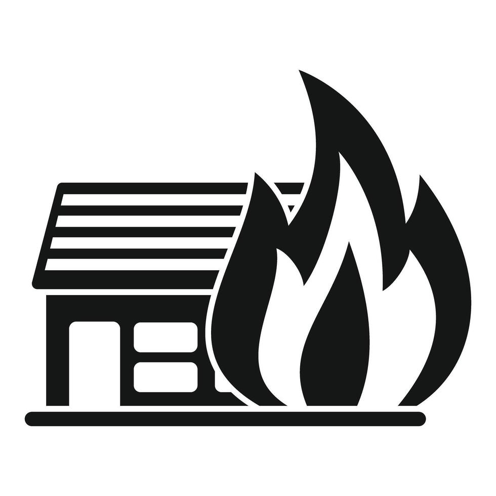 Black silhouette of a house on fire burning with large flames vector