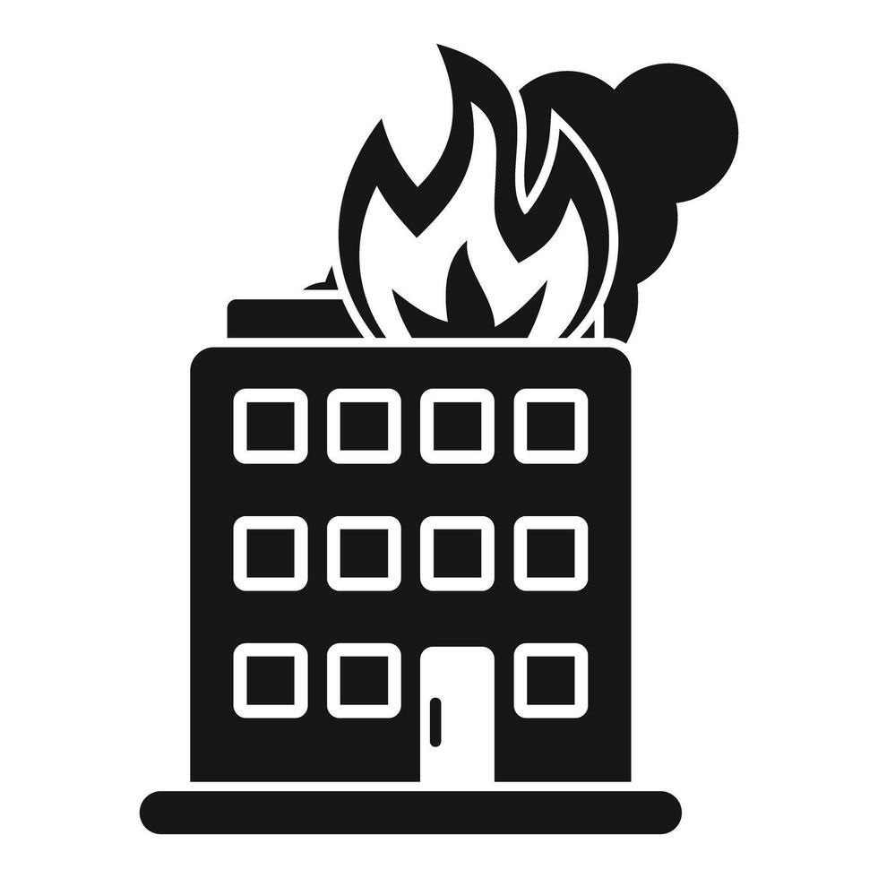 Big city building burning with flames and smoke vector