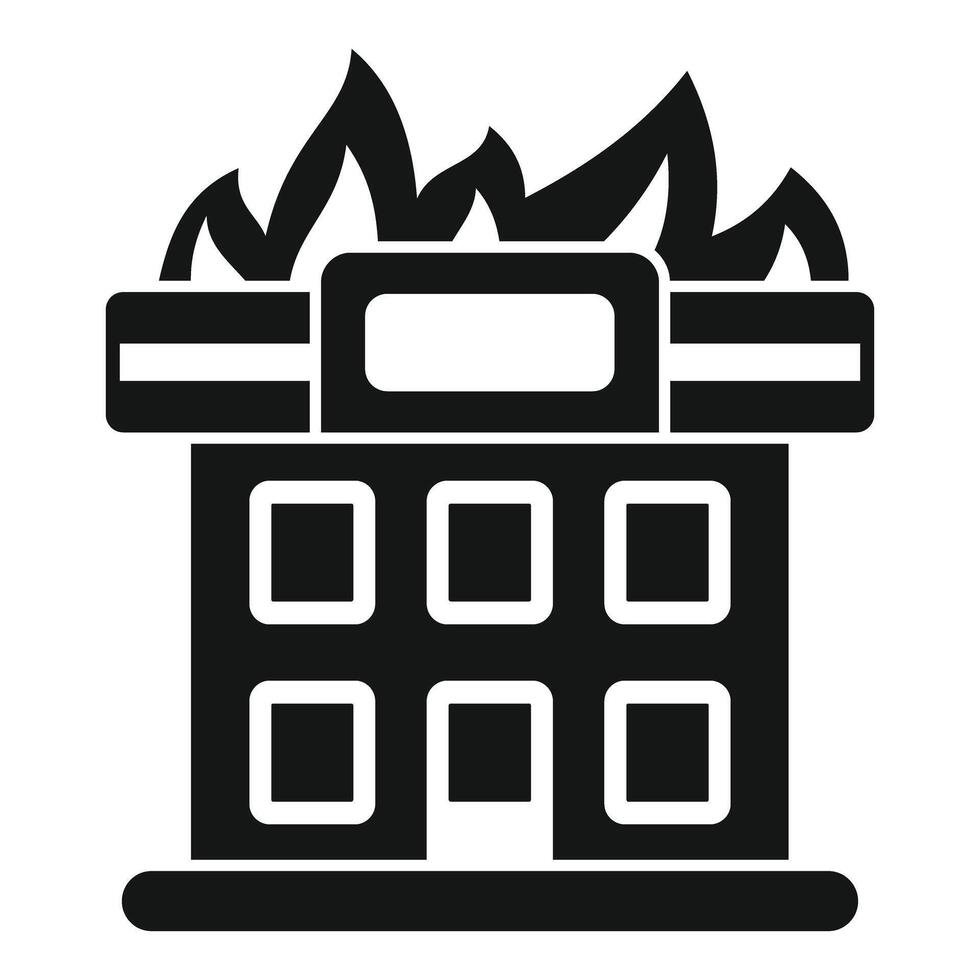 Fire burning office building icon illustration vector