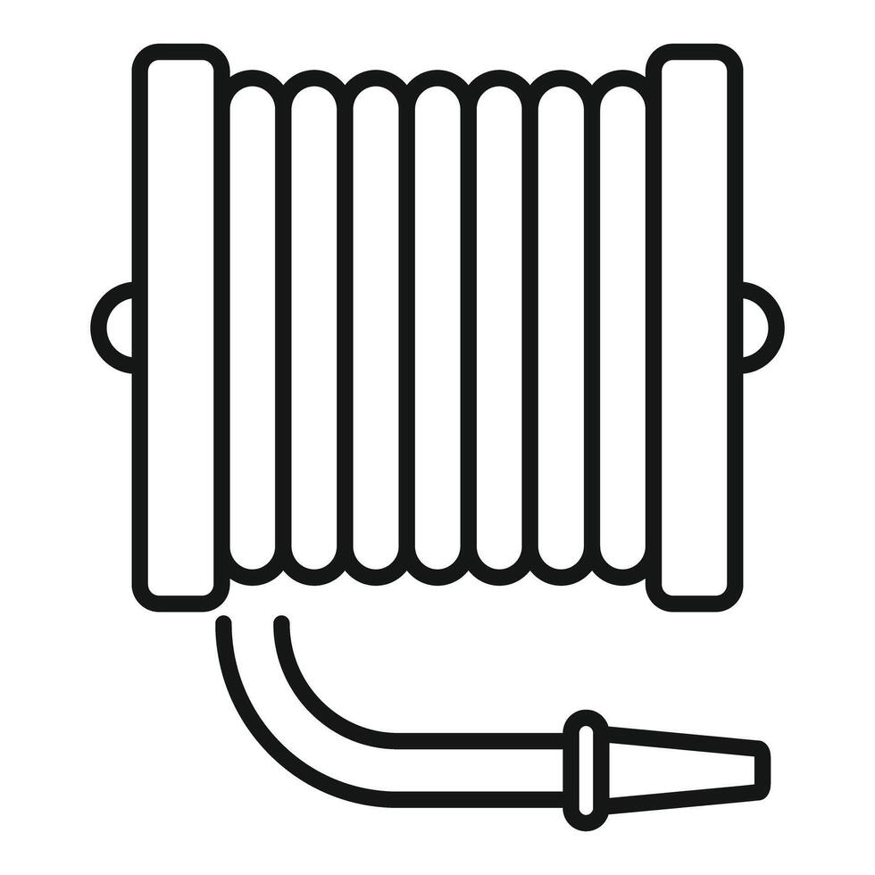 Fire hose reel icon showing water spray equipment for firefighting vector